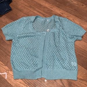 Blue Cropped Cardigan